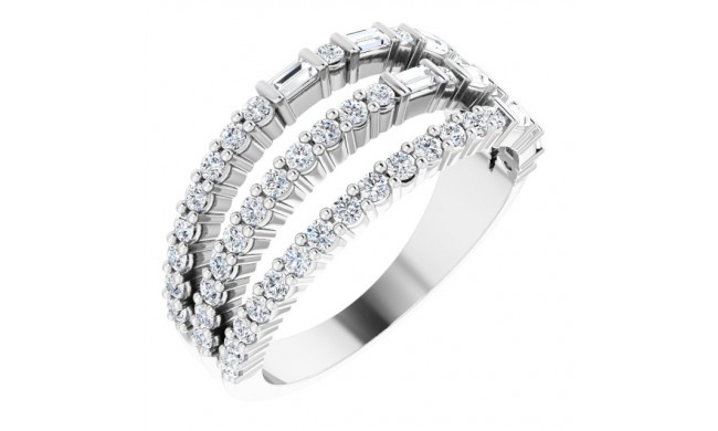 14K White 7/8 CTW Diamond Stacked Ring