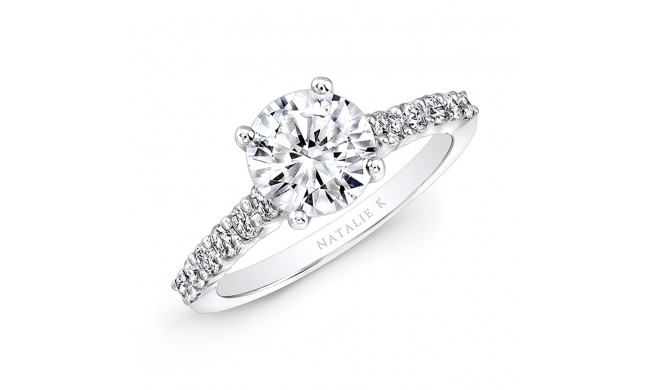 18k White Gold Elongated Shank Diamond Engagement Ring