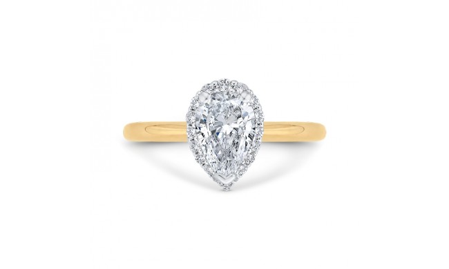 Shah Luxury 18K Two-Tone Gold Pear Diamond Halo Engagement Ring (Semi-Mount)