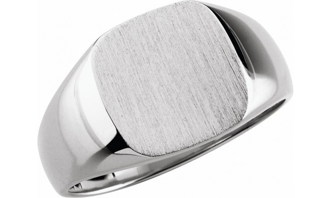 14K White 14x14 mm Square Signet Ring