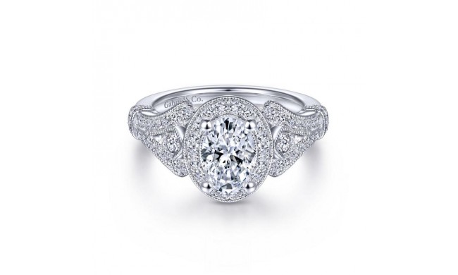 Gabriel & Co. 14k White Gold Victorian Halo Engagement Ring