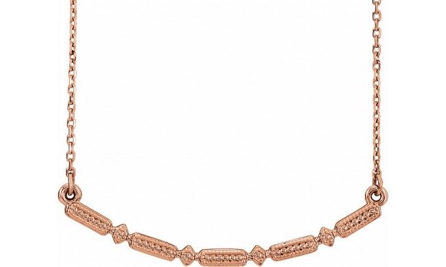 14K Rose Beaded Bar 16-18 Necklace