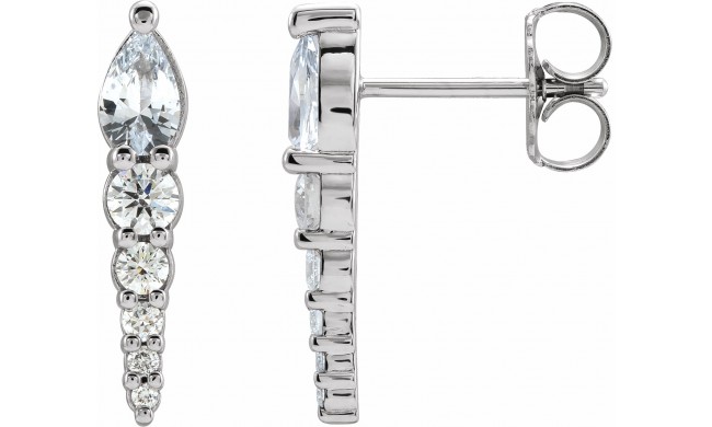 14K White Sapphire & 1/4 CTW Diamond Earrings