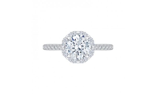 Shah Luxury 14K White Gold Round Cut Diamond Halo Engagement Ring (Semi-Mount)