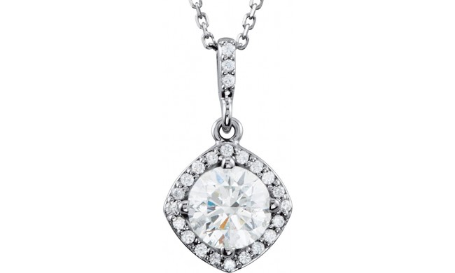 14K White 1 CTW Diamond Halo-Style 18 Necklace
