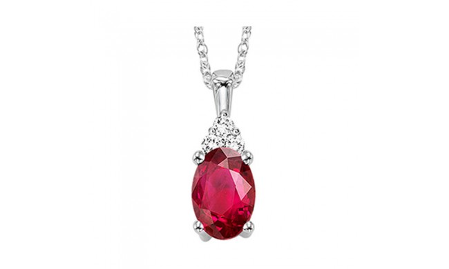 Gems One 10Kt White Gold Diamond (1/50Ctw) & Ruby (1/2 Ctw) Pendant