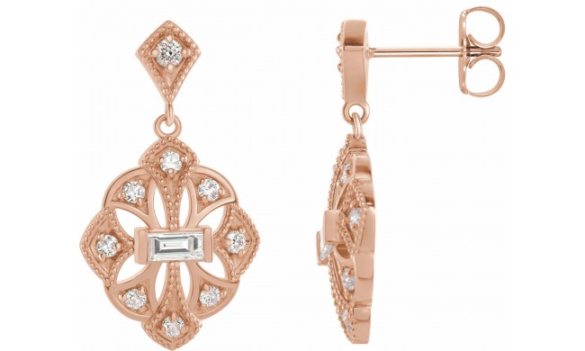 14K Rose 3/8 CTW Diamond Vintage-Inspired Earrings