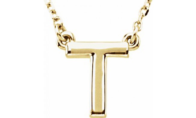 14K Yellow Block Initial T 16 Necklace