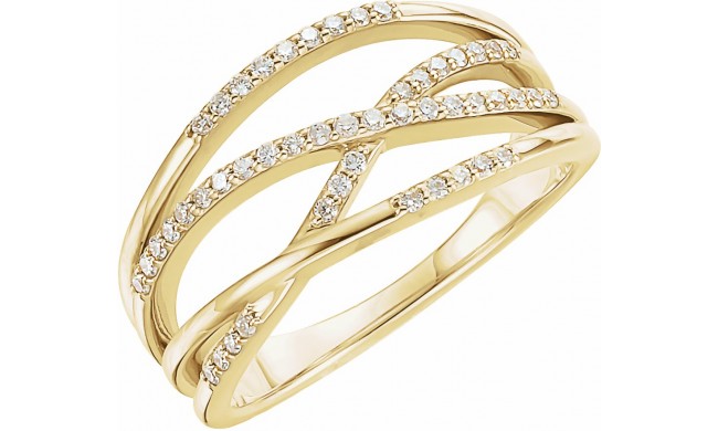 14K Yellow 1/5 CTW Diamond Criss-Cross Ring