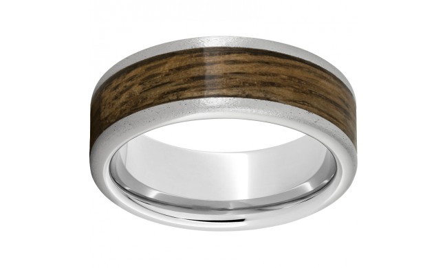 Serinium Pipe Cut Band with Bourbon Barrel Inlay & Stone Finish