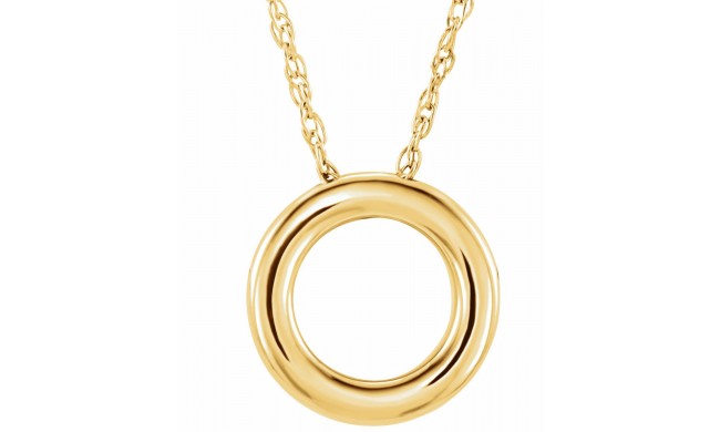 14K Yellow 13 mm Circle 18 Necklace