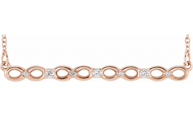 14K Rose .08 CTW Diamond Infinity-Inspired Bar 16-18 Necklace