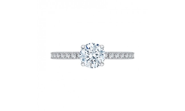 Shah Luxury 14K White Gold Round Diamond Engagement Ring (Semi-Mount)