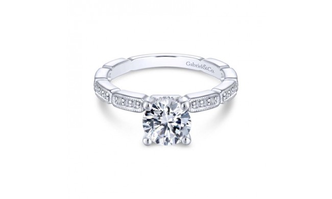 Gabriel & Co. 14k White Gold Victorian Straight Engagement Ring