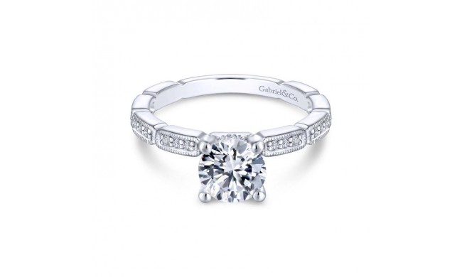 Gabriel & Co. 14k White Gold Victorian Straight Engagement Ring