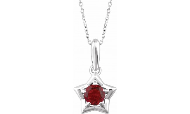 14K White 3 mm Round January Youth Star Birthstone 15 Necklace