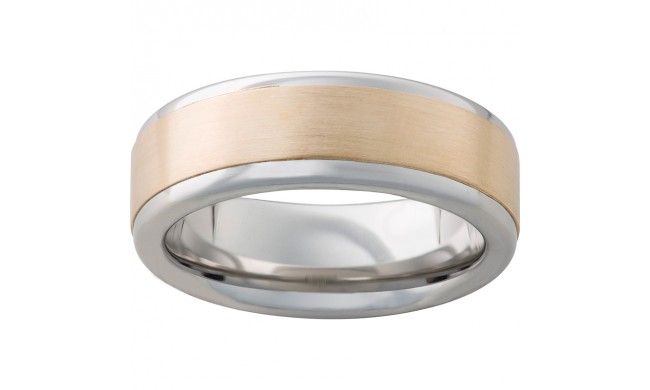 Serinium Pipe Cut Band with a 5mm 14K Yellow Gold Inlay and Satin Finish