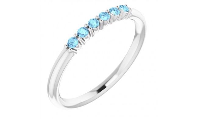 14K White Aquamarine Stackable Ring