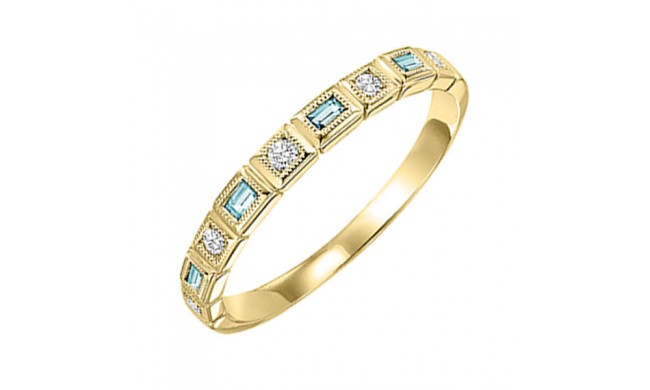 Gems One 14Kt Yellow Gold Diamond (1/10Ctw) & Blue Topaz (1/6 Ctw) Ring
