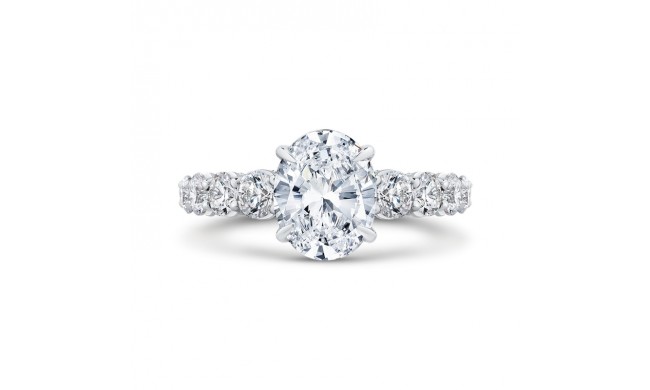 Shah Luxury 14K White Gold Oval Diamond Engagement Ring (Semi-Mount)