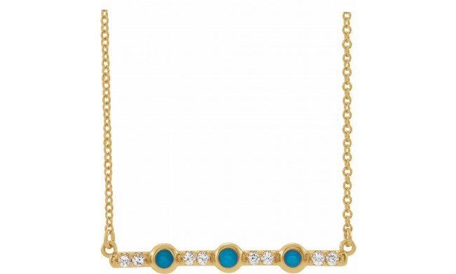 14K Yellow Turquoise & 1/8 CTW Diamond Bar 18 Necklace