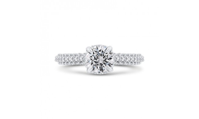 Shah Luxury 14K White Gold Round Cut Diamond 3/4 Run Engagement Ring (Semi-Mount)