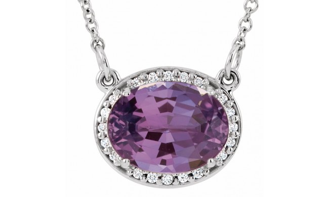 14K White Amethyst & .05 CTW Diamond 16.5 Necklace