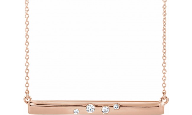 14K Rose 1/10 CTW Diamond Bar 16-18 Necklace