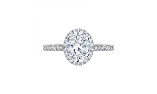 Shah Luxury 14K White Gold Oval Cut Diamond Halo Engagement Ring (Semi-Mount)