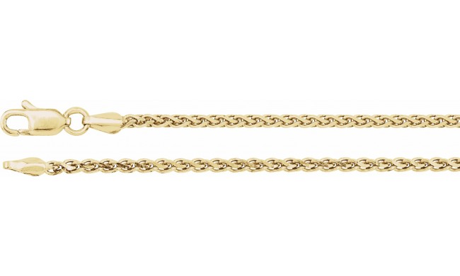 14K Yellow 2 mm Diamond Cut Wheat 7 Chain