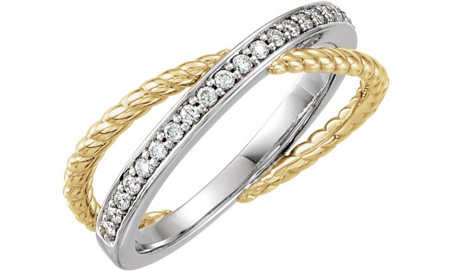 14K Yellow/White 1/5 CTW Diamond Criss-Cross Rope Ring