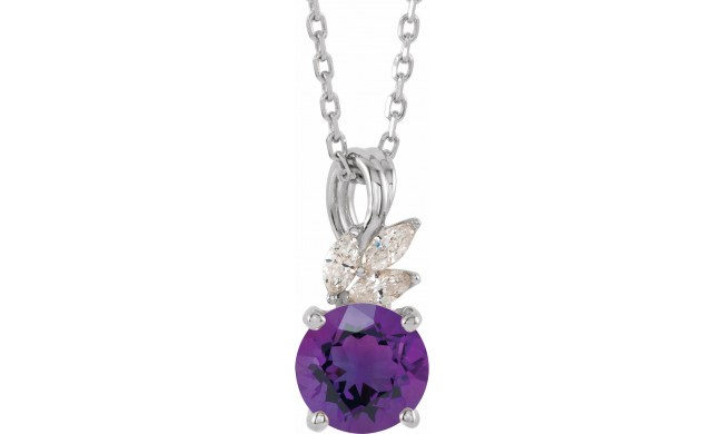 14K White Amethyst & 1/10 CTW Diamond 16-18 Necklace