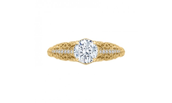 Shah Luxury 14K Yellow Gold Round Diamond Engagement Ring (Semi-Mount)