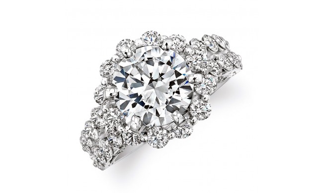 18k White Gold Prong Set Diamond Halo Engagement Ring