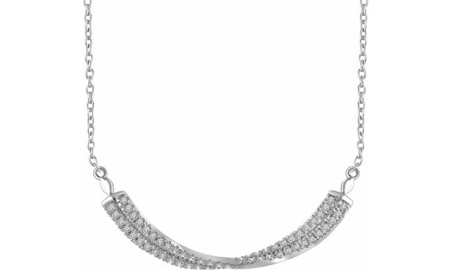 14K White 1/4 CTW Diamond Twisted Bar 16-18 Necklace