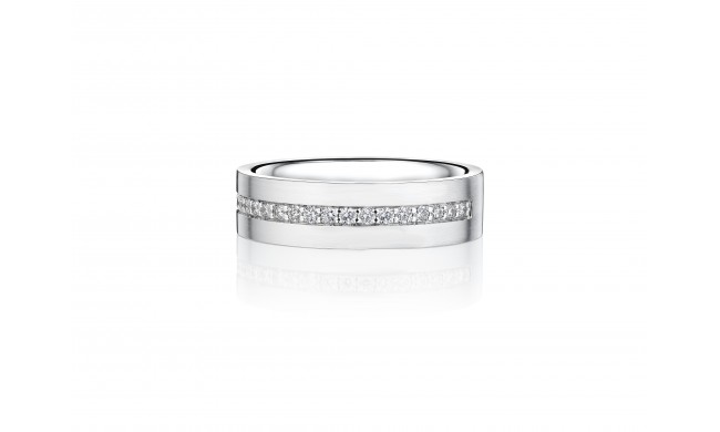 Henri Daussi 6mm Men's Wedding Band  Platinum White 0.31 Ctw.