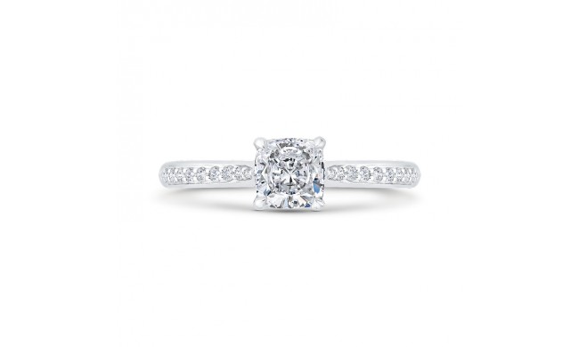 Shah Luxury 14K White Gold Cushion Cut Diamond Solitaire Plus Engagement Ring (Semi-Mount)