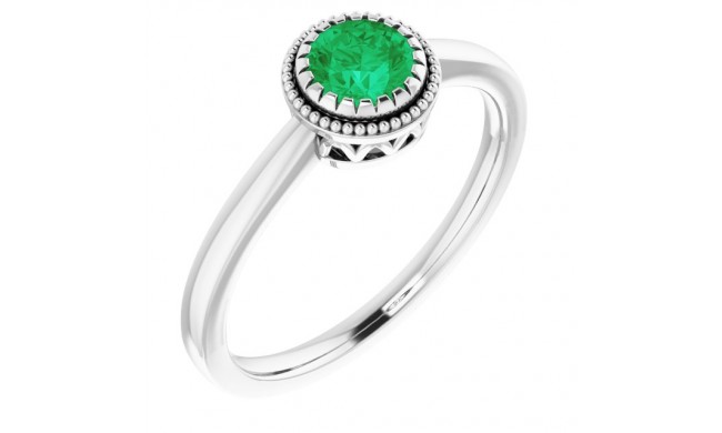 14K White Emerald May Birthstone Ring