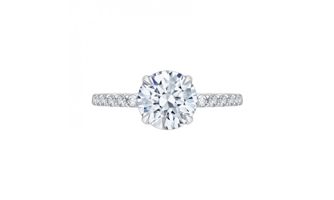 Shah Luxury Round Diamond Engagement Ring In 14K White Gold (Semi-Mount)