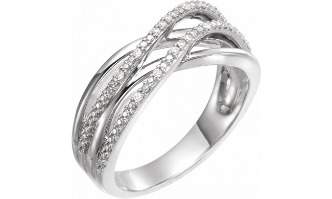 14K White .06 CTW Diamond Criss-Cross Ring