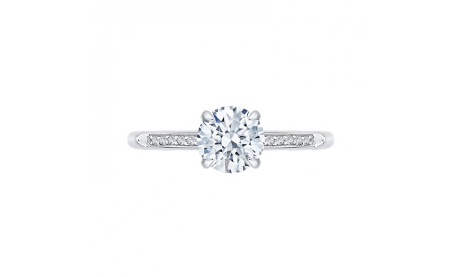 Shah Luxury 14K White Gold Round Diamond Cathedral Style Engagement Ring (Semi-Mount)