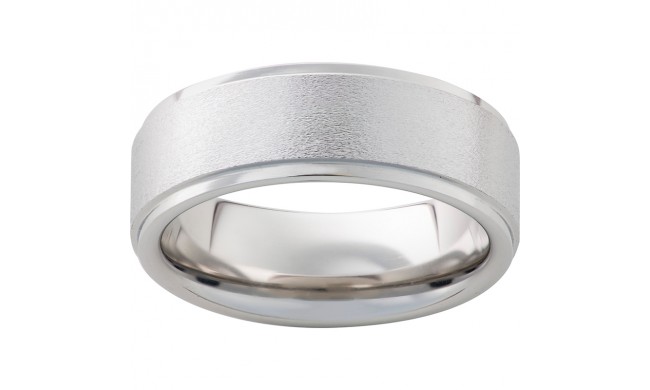 Serinium Flat Band with Grooved Edges and Stone Finish