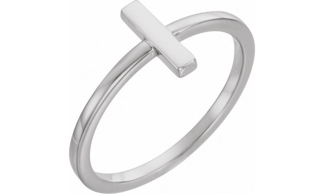 14K White Bar Ring
