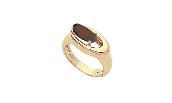 14K Yellow Gold 10X5 Oval Garnet Ring