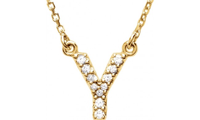 14K Yellow Initial Y .08 CTW Diamond 16 Necklace