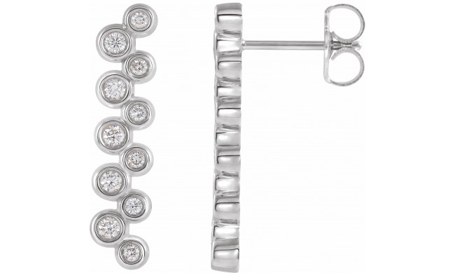 14K White 1/3 CTW Diamond Bezel-Set Bar Earrings