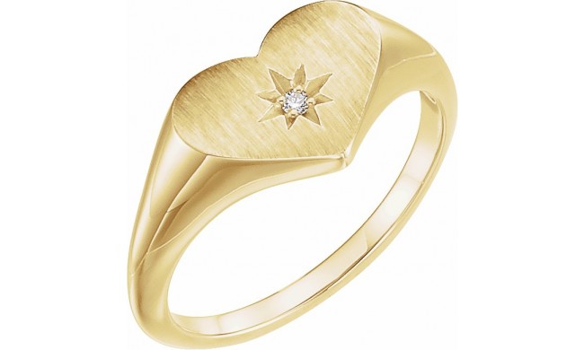 14K Yellow .01 CT Diamond 11.9 mm Heart Starburst Ring
