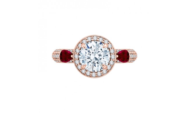 Shah Luxury Round Diamond and Ruby Engagement Ring In 14K Rose Gold (Semi-Mount)