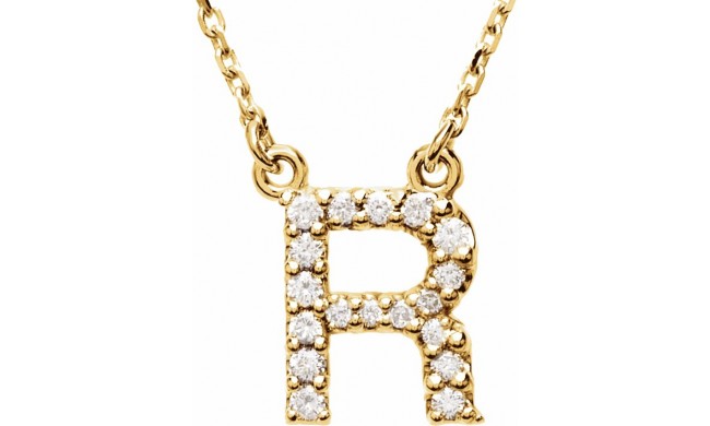 14K Yellow Initial R 1/8 CTW Diamond 16 Necklace