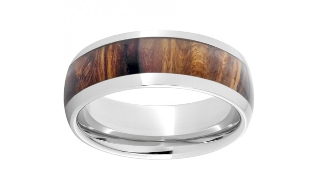 Serinium Domed Band with Exotic Red Mallee Wood Inlay